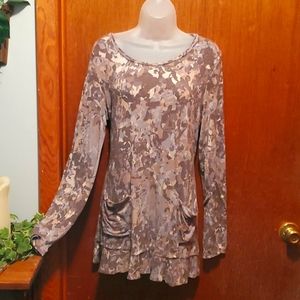 Logo camouflage print tunic top vintage
